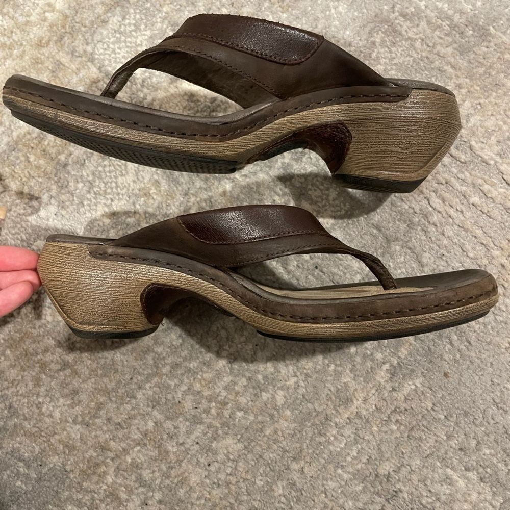 Merrell Luxe Thong Coffee Brown Leather Sandals Women’s Size 7 Open Toe Summer - Picture 6 of 10